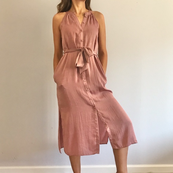 zara pink button dress